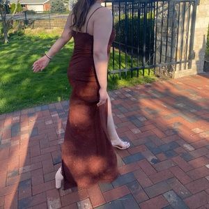 brown sparkly prom dress